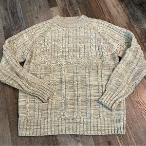 VINTAGE CRANBROOK Taupe & Cream Marled Knit Crewneck Sweater Size XL